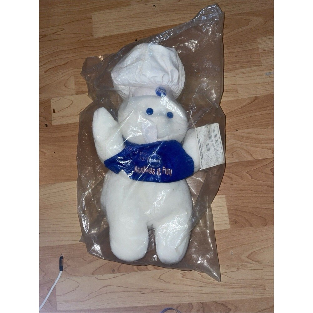 Vintage 1998 Pillsbury Doughboy Plush Giggling Doll Apron New Still Sealed